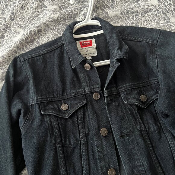 David Brandon ¾ Sleeve Black Denim Jacket Size Small - Picture 1 of 7
